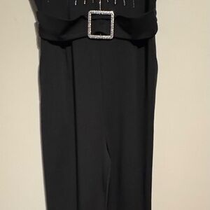 SHEIN Black Jumpsuit with Sparkling Belt